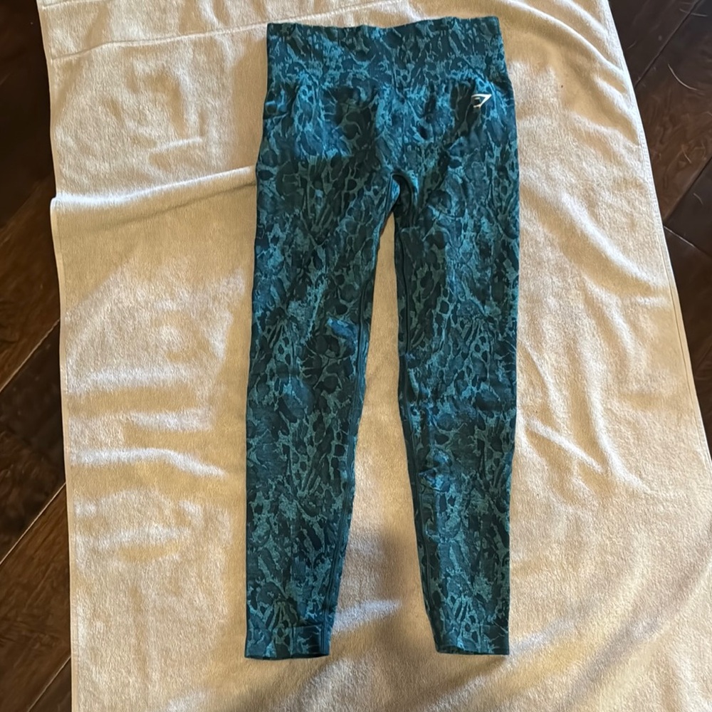 Gymshark Teal and Green Patterned Leggings